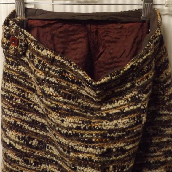 XS/SMALL, A-LINE BROWN TONES WOOL SKIRT - Picture 2 of 2